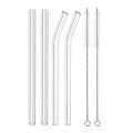4 Pieces/Set 16cm Short Glass Straws with 2 Cleaning Brushes, Eco-Friendly Reusable Straws for Desserts, Smoothies, Milkshakes, Cocktail Whiskey Beer Straws, Bar Accessories, Mini Eggshell Cup Thermos Cup Water Cup Straws.