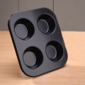 4 Holes Non-Stick Cupcake Baking Tray Carbon Steel Muffin Pan Cake Mould Egg Tart Baking Mold Round Biscuit Pan Kitchen Bakeware.