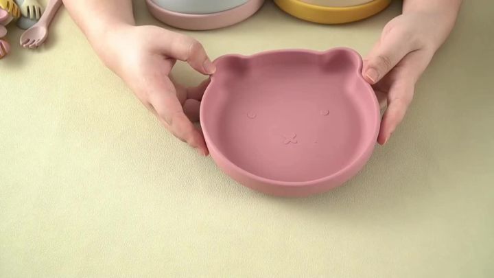 1PC Silicone Baby Dishes Suction Dining Plate Cartoon Bear Shape Baby Plates Eating Training Baby Food Storage Kids Tableware