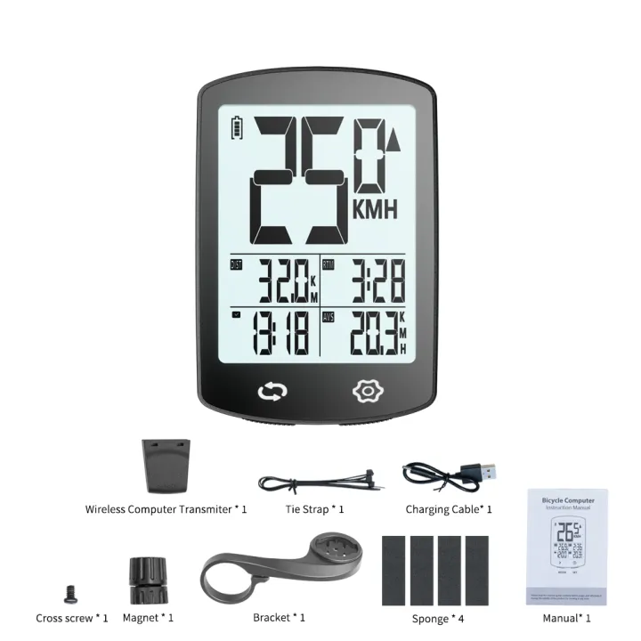 3-inch Large Screen Bike Computer USB-C Rechargeable Wireless Cycling ...