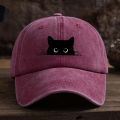 Cute cat print adjustable baseball cap for men and women, casual wear for outdoor travel, sun shading duckbill cap.