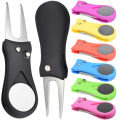 1PC Golf Divot Repair Tool With Ball Marker Pitch Mark Fork Golf Pitchfork Golf Accessories Foldable Divot Repair Tool. 