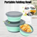 3 Pieces Silicone Folding Bowls with Lid Foldable Lunch Box Portable Salad Bowl Sets. 