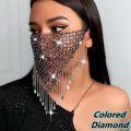Shiny Rhinestone Face Mask Bling Tassel Veil Mask Reusable Metal Crystal Belly Dance Face Veil Sequins Masquerade Party Jewelry. 