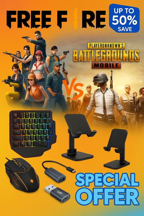 3 piece gaming combo pack RGB keyboard mouse and mobile stand free OTG