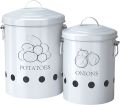 G.a HOMEFAVOR Set of 2 Antique Cream Vintage Potato Onion Kitchen Storage Canisters Jars Pots Containers 2 Pack Set. 
