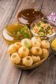 PAK PALLETS  Crispy Gol Gappay with free Chatpatta Spicy Pani masala & Pani puri, Ready To Fry pani puris, single box have almost 40 pallets.. 