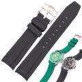 20mm Curved End Rubber Watch Strap For Rolex Submariner Watchband Soft Silicone Black Green Blue Diving Bracelet Wrist Band. 