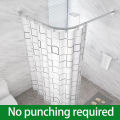 Punch-Free Shower Curtain Pole Arc L-Shaped Stainless Steel Retractable Rail Rod White/black Telescopic Rod. 