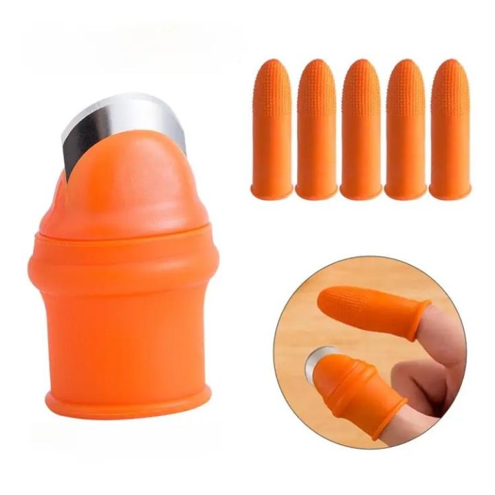 Silicone Thumb Knife Finger Protector Cutting Gears Vegetable Picking Knife Pinch Plant Leaf Scissors Garden Set Reusable Anti-Slip Silicone Finger Caps Protectors