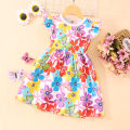 2024 Dress Girl Kids Clothes Summer Short Sleeve Floral Birthday Party Cute Fashion Toddler Princess Dresses 2 3 4 5 6 Years. 