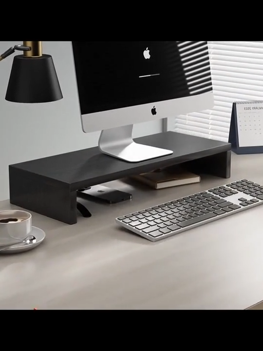 "20-Inch Monitor & Laptop Stand  Ergonomic Desk Organizer  Waterproof Melamine Board Riser  Keyboard & Mouse Storage  Sleek Home Office Accessory  Multifunctional Desk Shelf for TV, Books, & Decor, Book Shelf Cabinet