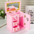 Childrens Birthday Musical Box |Multifunctional Musical Jewellery Box For Kids | Exquisite Barbie & Teddy Design | Premium Plastic Material. 