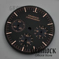 GRAMOCK No Logo Luminous 31.5mm Black Green White Moon Watch Dial 6 Hands For VK63 VK63A Men's Quartz Watch Replacement Part. 