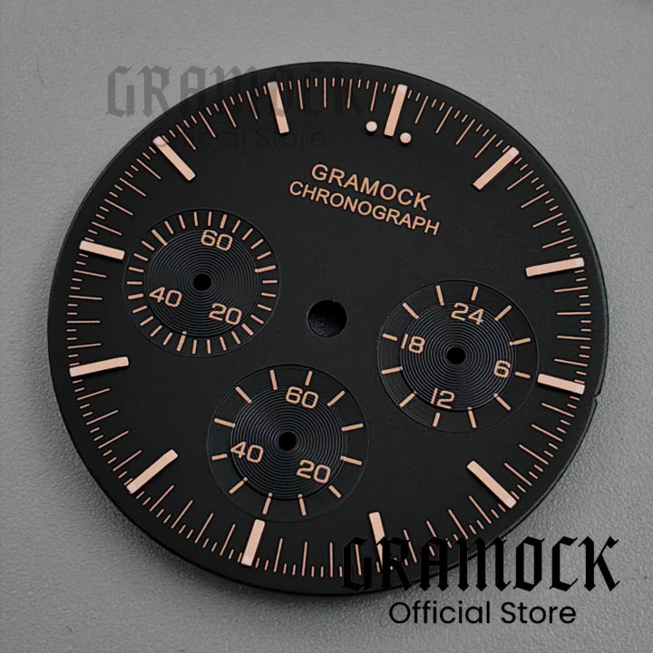 GRAMOCK%20No%20Logo%20Luminous%2031.5mm%20Black%20Green%20White%20Moon%20Watch%20Dial%206%20Hands%20For%20VK63%20VK63A%20Men's%20Quartz%20Watch%20Replacement%20Part%20-%20Image%206
