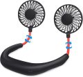 Portable Neck Fan 2500 mAh Rechargeable USB Hands-Free Mini Face Cooling Personal Double Headed Rotatable Small Fan for Working Office Reading Traveling Outdoor Sport. 
