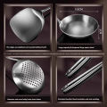 Food Stainless Steel Wok Spatula Metal kitchen utensils Slotted Turner Spoon Ladle Cooking Tools Utensil Set Kitchen Accessories. 