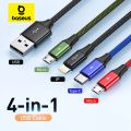 Baseus 3 in 1 USB Cable Type C Cable for S20 Mi 9 Cable for iPhone 12X11 Pro Max Charger Cable.