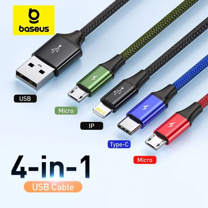 Baseus 3 in 1 USB Cable Type C Cable for S20 Mi 9 Cable for iPhone 12X11 Pro Max Charger Cable