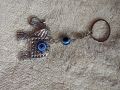 Silver Elephant Evil Eye Charm Keychain. 