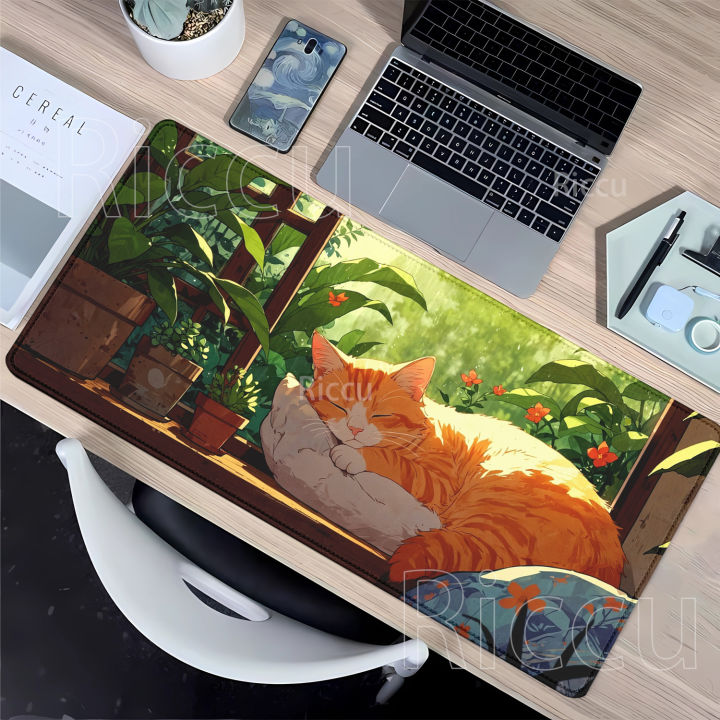 HD Printing Mouse Pads Black Cat cute scenery Gaming 400x900mm Large overlock Mousepad Gamer  Company accessories Desk Mat