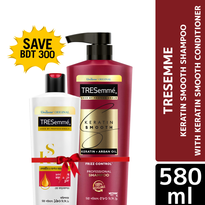 Tresemme Shampoo Keratin Smooth 580ml & Get Tresemme Keratin Smooth Condtioner 190ml Free