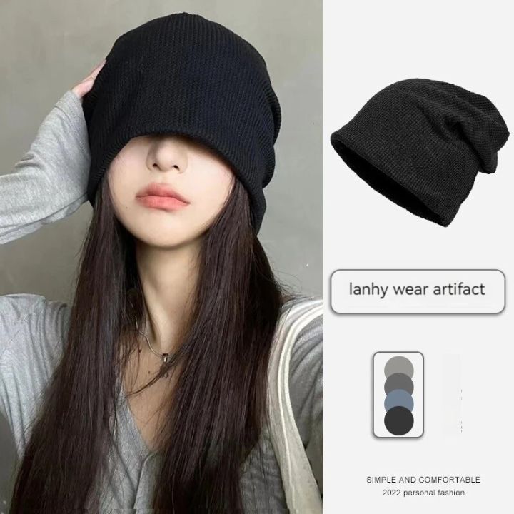 Confinement%20Cap%20Korean%20Style%20Spring,%20Autumn%20and%20Winter%20Pile%20Heap%20Cap%20Trendy%20All-match%20Beanie%20Hat%20Female%20Woolen%20Knitted%20Hat%20-%20Image%204