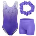 Kids Girls Sleeveless Ballet Dance Leotard with Shorts Rhythmic Gymnastics Leotard for Girls Skating Bodysuits. 