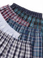 JupiterSecret 6 Pcs Boxer Shorts Casual Plaid Elastic Waistband Button Mens Boxer Underwear Woven Shorts For Home Random Color.