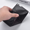 Black Faux Leather Small Slim Business-Style Wallet - Multiple Card Slots, Credit Card and Driver's License Holder, Geometric In. 