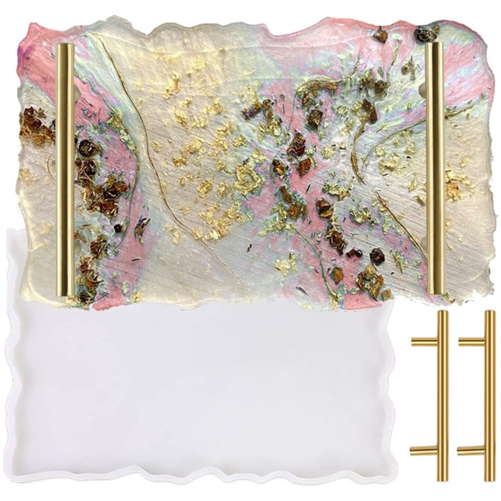 Silicone Resin Tray with Handles, Epoxy Resin Molds Vanity Tray, Geode