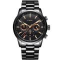 New Luxury Premium Black Stainless Steel Chain Quartz Analog Wrist Watch For Men Gents Boys Black LIGE. 