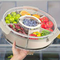 Divided Rotating Serving Tray with Lid and Handle, Portable Snackle Box for Fruits Snacks Veggie Charcuterie, Clear Snack Spinne. 
