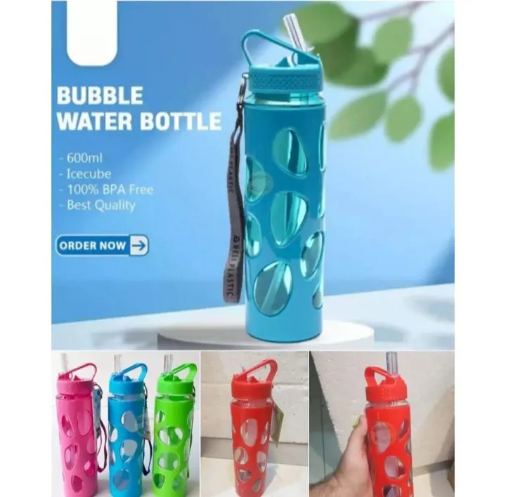 Bubble Design Double Mouth Water Bottle Random Color Water Bottle 