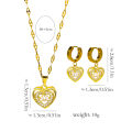 Cute Beating Heart Zircon Crystal Necklace Earrings For Women 18K Gold Plated Stainless Steel Jewelry Set Female Clavicle Chain. 