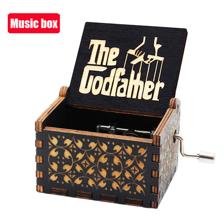 HOT%20Wooden%20Hand%20Crank%20Black%20Jurassic%20Park%20Music%20Box%20Children's%20Holiday%20s%20Christmas%20s%20New%20Year%20%20-%20Image%203