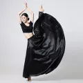 Women's Satin Long Skirt with Elastic Waistband for Ballroom Latin Belly Dance Full Circle Performance Skirt.