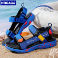 Summer Beach Boy Children Sandals Fashion Shoes Lightweight Non-slip Soft Bottom Shading Leather Boys Comfortable. 