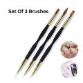 LINMANDA Nail Art Brushes 3Pcs Nail Brush Set with Gel Polish Pens and Liner Brush for Home and Professional Salon Use. 