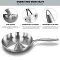 304 Stainless Steel Frying Pan, NonStick Pan Fried Steak Pot  Uncoated Kitchen Cookware For Gas Stove and Induction Cooker. 
