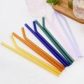 Pink Glass Straw Reusable Drinking Straw Borosilicate Glass Tube Straws for Drinks Cocktail with Cleaning Brush Bar Accessories. 