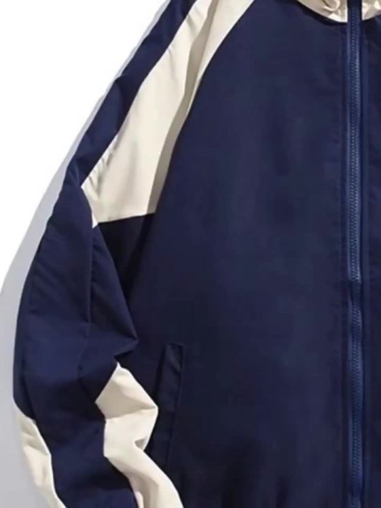 Reflective Striped Men's Jacket 2026 Hip Hop Streetwear Coats Zipper Up Jacket Windbreaker Harajuku Thin Coats Sports Black Blue