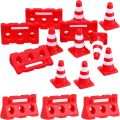 12pcs Mini Construction Traffic Sign Set, Mini Plastic Road Street Signs Toys For Kids Cone Construction Theme Party Gifts. 