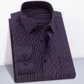 Branded Cotton Shirts for Men Long Sleeve Striped Shirt Male Shirt Business Casual Red Gray Blue Orange New Regular Fit. 