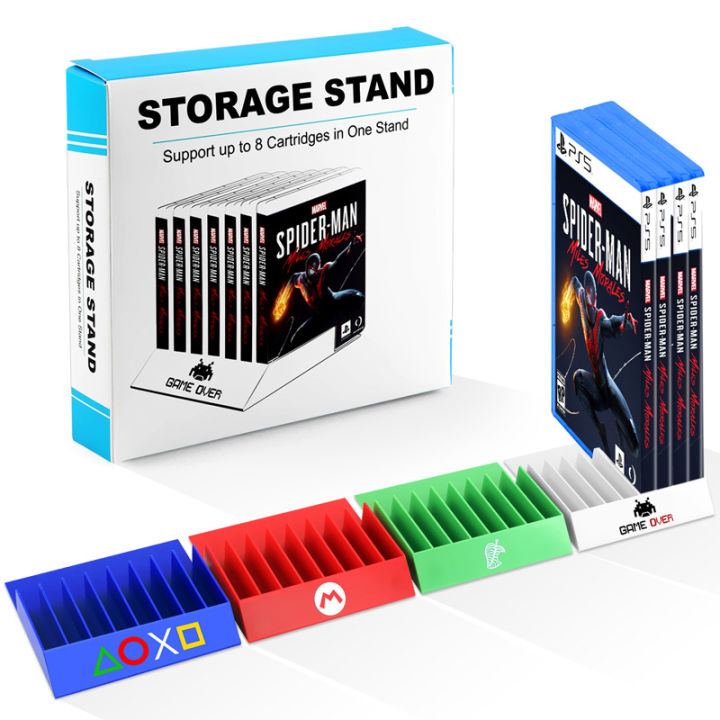 8 Slots PS5/PS4/PS3 Physical Game Card Storage Bracket with Base Stand for Sony Playstation Universal CD Card Slot