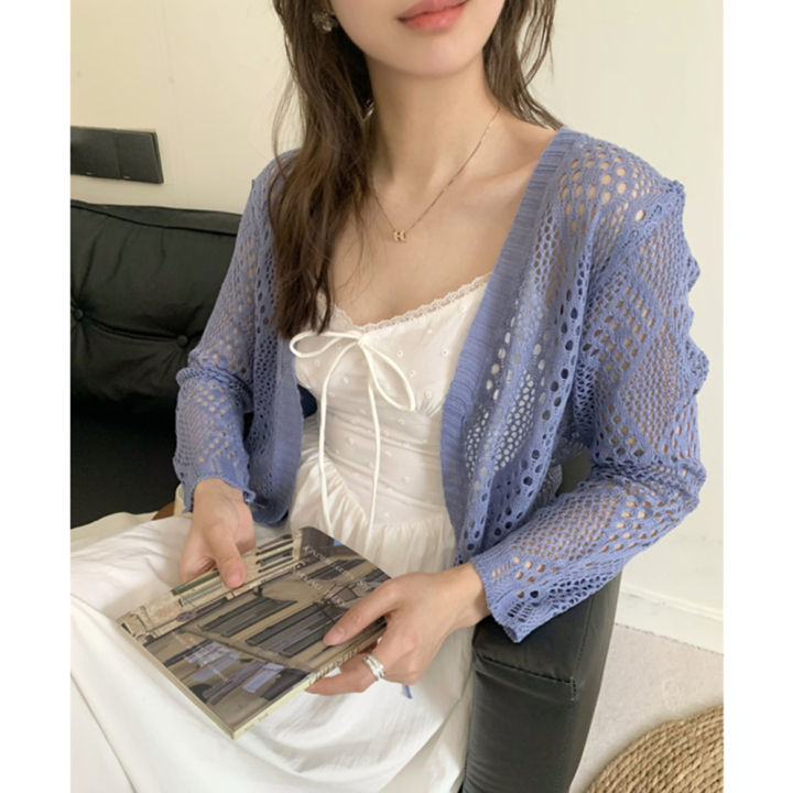 Sheer%20Pointelle%20Knit%20Crop%20Cardigan%20with%20Tie%20Front%20Openwork%20Long%20Sleeve%20Short%20Jacket%20Top%20Cover%20for%20Women%20Teen-girl%20Cute%20Outfit%20-%20Image%207