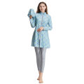 H1020 Muslim Women Full Coverage 3 PCS Swimming Clothes Arab Lady Long Sleeves Printing Zipper Swimwear. 