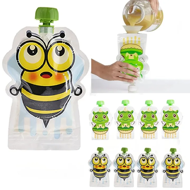 8pcs%20Reusable%20Food%20Storage%20Bag,Yogurt,%20Milk%20Food%20Pouches,%20Refillable%20Kids%20Toddlers%20Supplementary%20Food%20Squeeze%20Bottle%20Random%20-%20Image%202