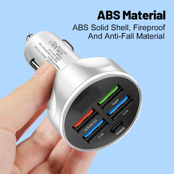 250W%20LED%20Car%20Charger%205%20Ports%20Fast%20Charge%20PD+QC3.0%20USB%20C%20Car%20Phone%20Charger%20Type%20C%20Adapter%20in%20Car%20For%20iphone%20%20%20%20-%20Image%206