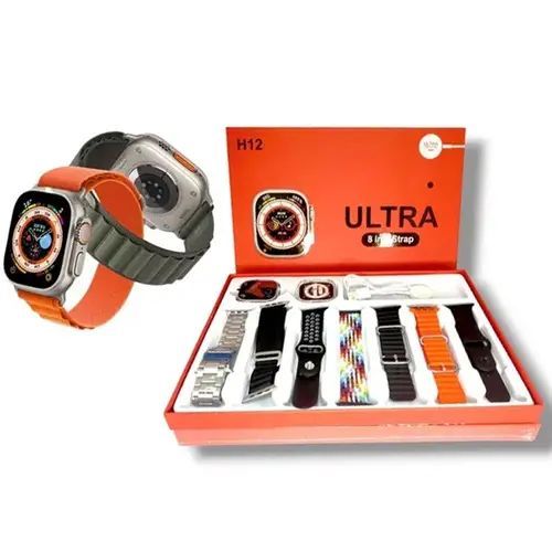 H12 Ultra 8 in 1 ultra Smartwatch HD display sports mode health monitor Bluetooth calling men women smartwatch